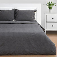 Постельное бельё евро «Этель» Denim, жатый хлопок, тёмно-серое