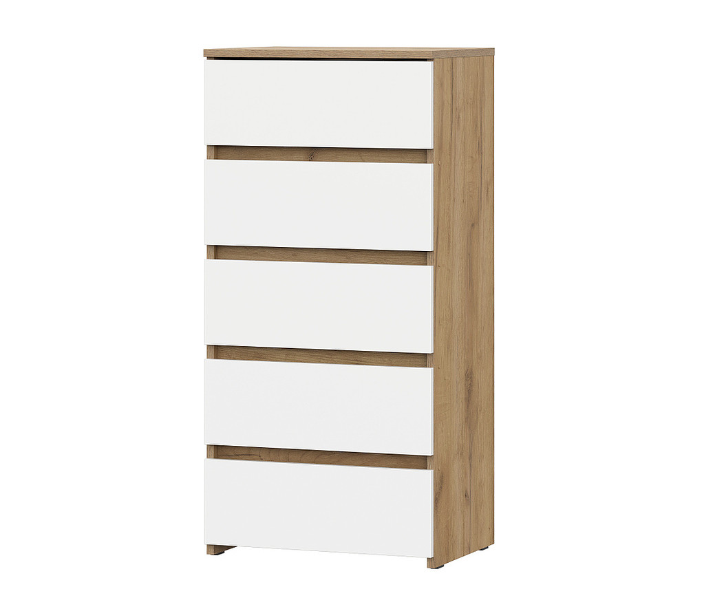 Комод NN Мебель (МС Некст К) Дуб Золотой/Белый, 5 ящиков