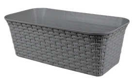 Кашпо прямоугольное "Ротанг" с дренажем, серый  43х20