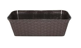 Кашпо прямоугольное "Ротанг" с дренажем, венге 43х20