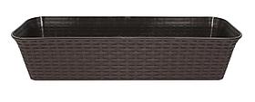 Кашпо прямоугольное "Ротанг" с дренажем, венге  63х20