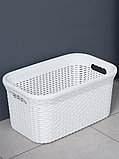 Корзина для глаженого белья «Ротанг», 32 л, 50×32.3×24.5 см, белая, фото 2