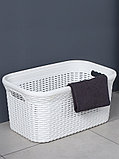 Корзина для глаженого белья «Ротанг», 32 л, 50×32.3×24.5 см, белая, фото 3