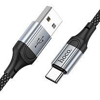 Кабель Type-C - USB 1м - Hoco X102, 3A, нейлоновая оплетка, чёрный
