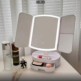 Зеркало с косметичкой и подсветкой Led Lighter YB-018