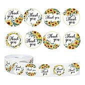 Наклейки в рулоне "thank you", 2,5/2,5 см, 500 шт (подсолнухи)