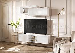 Тумба ТВ подвесная Норд - Белый/Белый глянец (МИФ)