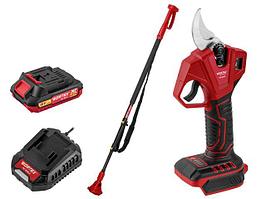 Аккум. секатор WORTEX CBS 2030 в кор. ALL1 SET, БЕСЩЕТ., 18 В, ветки до 28 мм + телескоп. штанга