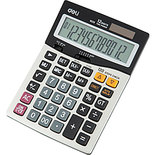 Калькулятор DELI CORE, 1629, настольный полноразмерный, 12-разрядный, 200*150 мм, двойное питание, металл / пл
