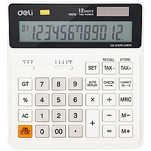 Калькулятор DELI SMART, белый, настольный бухгалтерский, 12-разрядный, 160*150*33 мм, двойное пит.