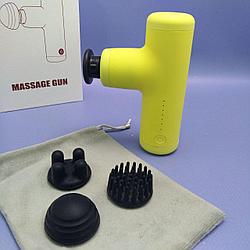 Компактный портативный массажер для лица Massage gun (4 сменные насадки, зарядка TYPE-С) / Чехол в подарок,