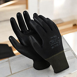 Перчатки нейлоновые MANIPULA, полиуретановое покрытие (облив), размер 9 (L), черные