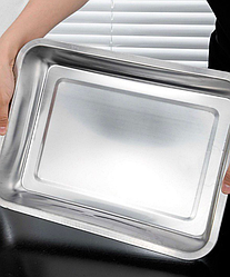 Противень для запекания из нержавеющей стали 44.5х34.5х4.8 см. / Поднос металлический