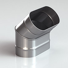 Отвод (колено) 45° овальный из нержавеющей стали для дымохода и вентиляции (AISI 430/0,5 мм)