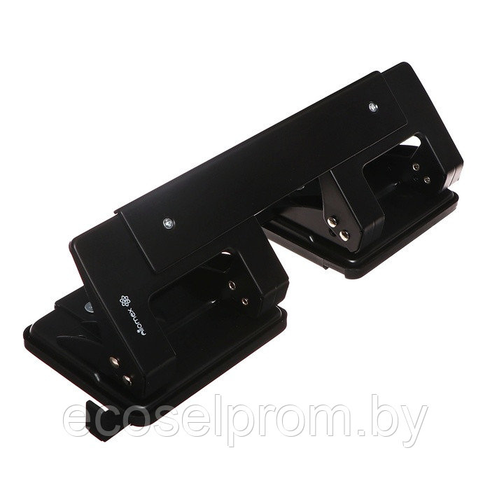 Дырокол "Attomex" 4 отверстия (20 листов) металлический, со встроенной линейкой, черный, арт.4020008, фото 1