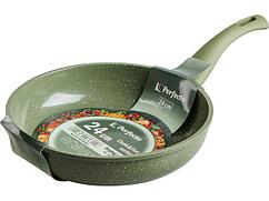 Сковорода ф 24х5.5 см, алюм., антиприг. покр., серия Cook&Fun, природный зелёный, PERFECTO LINEA