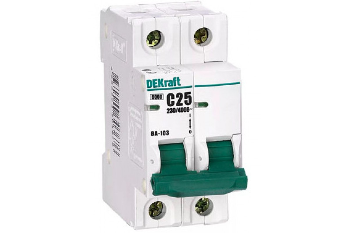 Автоматический выключатель 2П 25А ВА-101 4,5кА х-ка С DEKraft