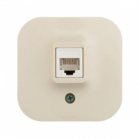 Розетка компьютерная RJ45, cat5e, UTP, слоновая кость, Legrand Quteo (.782254)