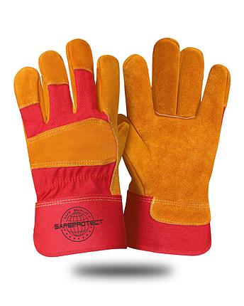 Перчатки спилковые комбинированные Safeprotect АЛТАЙ желтые, фото 2