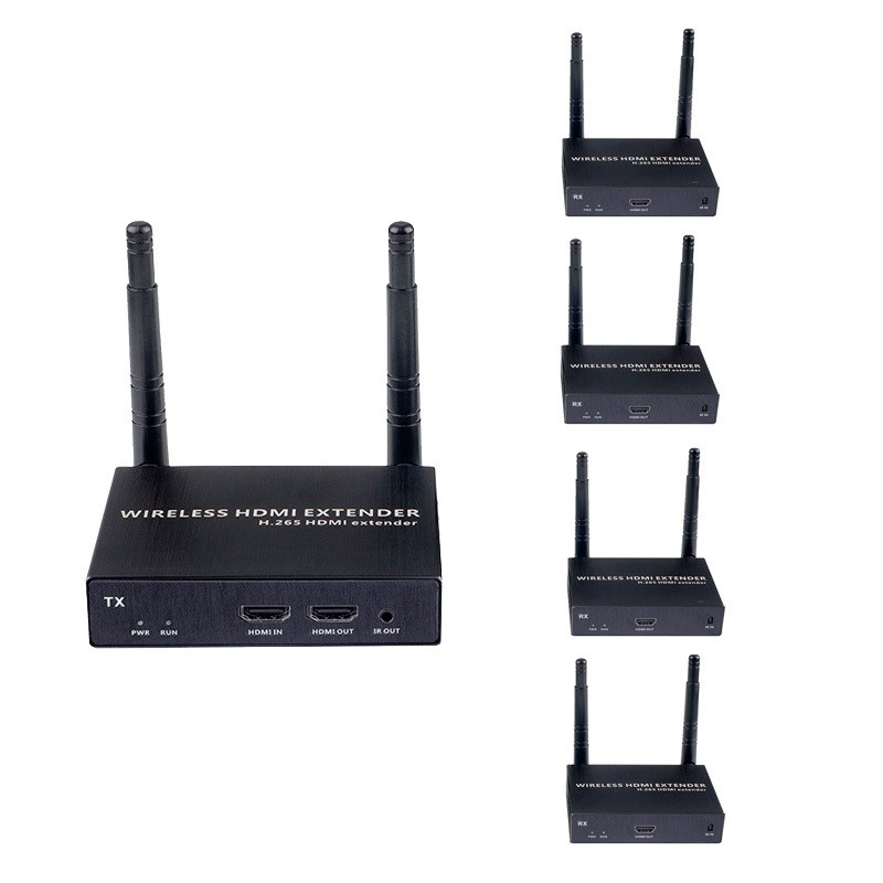 Удлинитель сигнала HDMI по Wi-Fi до 100 метров, активный, FullHD 1080p, комплект 1 передатчик + 4 приемника,