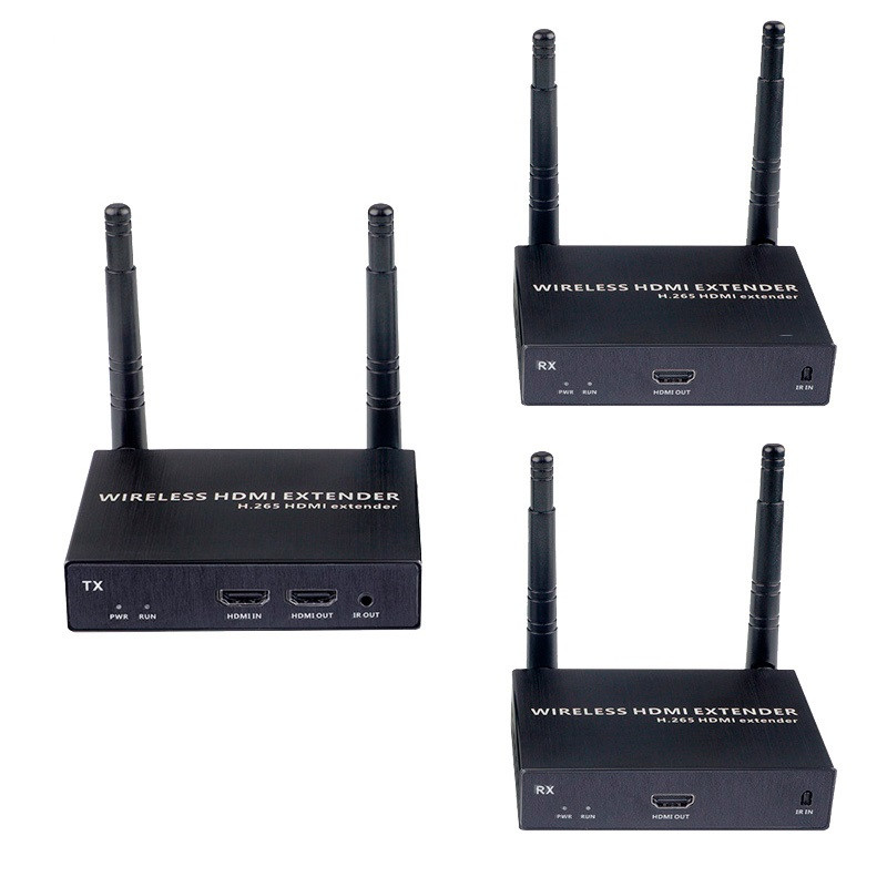 Удлинитель сигнала HDMI по Wi-Fi до 100 метров, активный, FullHD 1080p, комплект 1 передатчик + 2 приемника,