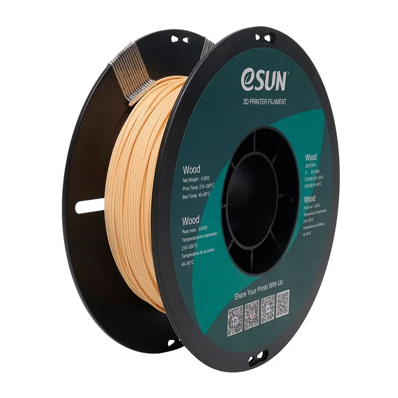 Катушка пластика ESUN Wood натуральная 1.75 мм 0,5кг., (WOO175N05)