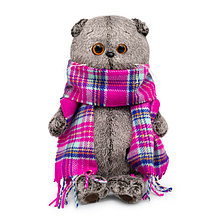 Басик в ярко-розовом шарфе (19 см). Мягкая игрушка