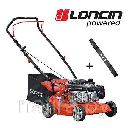 Газонокосилка бензиновая SKIPER GW401 (40 см, ручной, Loncin 3,5 лс, пласт дека, травосб.45 л, +НОЖ), фото 2