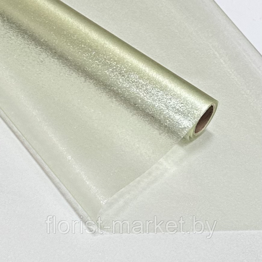 Матовая полупрозрачная пленка "Хрусталь", 57 см*7 ярд., 120 мкм, пастельно-зелёный