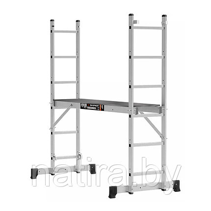 Лестница-помост алюминиевая SKIPER ЛПА 3-У (2x6шт, площадка 150х46см, выс. настила 42-140см, 304см), фото 2