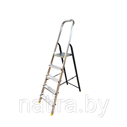 Лестница-стремянка Алюмет AMS7805 (40*20, усиленная, 5-и ступ., алюминий/сталь), фото 2