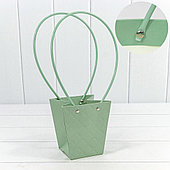 Пакет для цветов "Ромбы" 12,5*12*8 Бледно-зелёный
