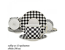 Набор чайных пар на 6 персон 12 предметов 290мл Lenardi голубой 244-048