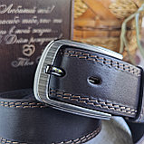 Подарочный бокс: ремень 4см классика + ключница (коричневый цвет), фото 4