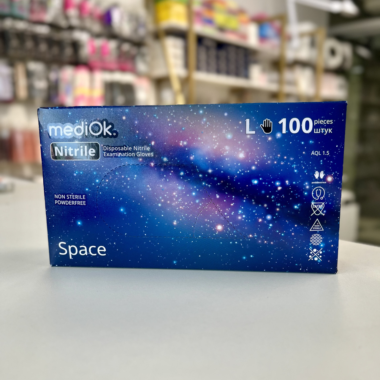 Перчатки MediOK размер L (черные), 100 шт