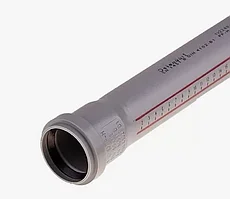 Труба Дн 50х1,8 L=0,25м PP-H с раструбом серая Ostendorf