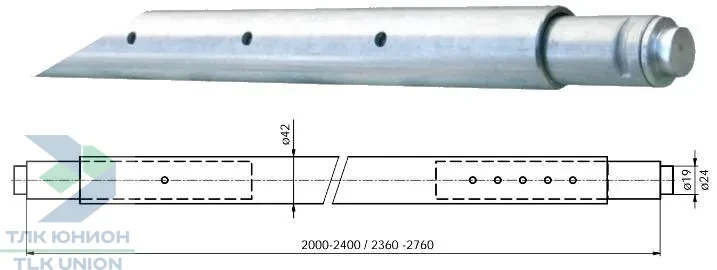 Штанга распорная круглая к такелажной рейке, 2134 - 2540 мм, Dolezych DDRRR60FFE
