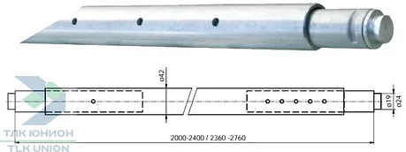 Штанга распорная круглая к такелажной рейке, 2134 - 2540 мм, Dolezych DDRRR60FFE, фото 2