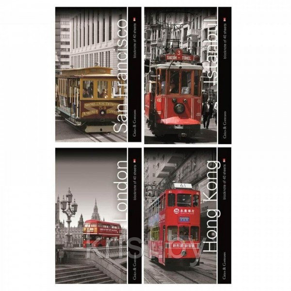 Блокнот Города, А5, 40л, на гребне, клетка