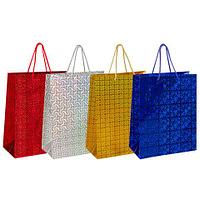Пакет подарочный 26x13x32 см (L), НАБОР 4 шт., 4 дизайна, голография, ЗОЛОТАЯ СКАЗКА, 609734 ЦЕНА БЕЗ НДС