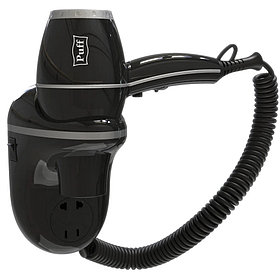 Фен настенный для волос Puff-1800BLB с розеткой для бритвы