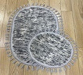 Коврик Rabbit 60*100 серый с кисточками овальный 2 предмета