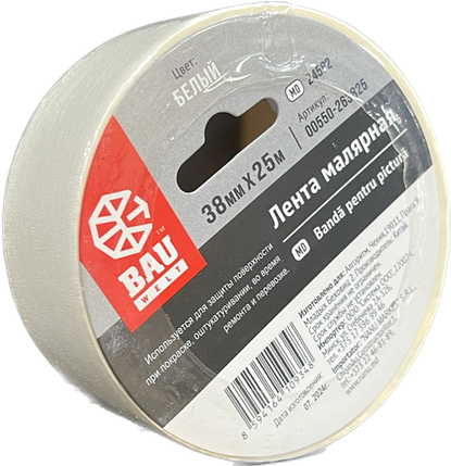 Лента малярная белая 38мм х 25м Bauwelt 00550-263825, фото 2