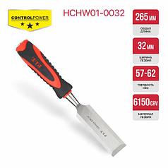 Стамеска по дереву плоская P.I.T. CONTROL HCHW01-0032 (32мм, 265х135мм, 28°, 255г, удар, CR-V)