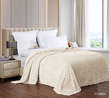 Плед велсофт  Жаккард Молочный