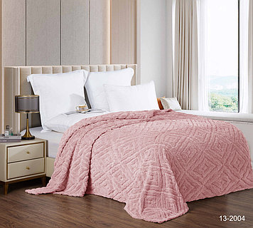 Плед велсофт  Жаккард  Розовый