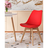 Стул Stool Group Frankfurt красный, сиденье из сочетания пластика и экокожи, ножки деревянные, фото 3