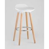 Стул барный Stool Group Модерн БЕЛЫЙ, сиденье из ABS, деревянный каркас, хромированная подставка, фото 2