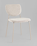 Стул обеденный Stool Group Gigi букле серо-бежевый кремовые ножки, фото 2