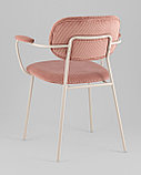 Стул Stool Group Кэрол пыльно-розовый с подлокотниками обивка вельвет серые ножки из металла, фото 6